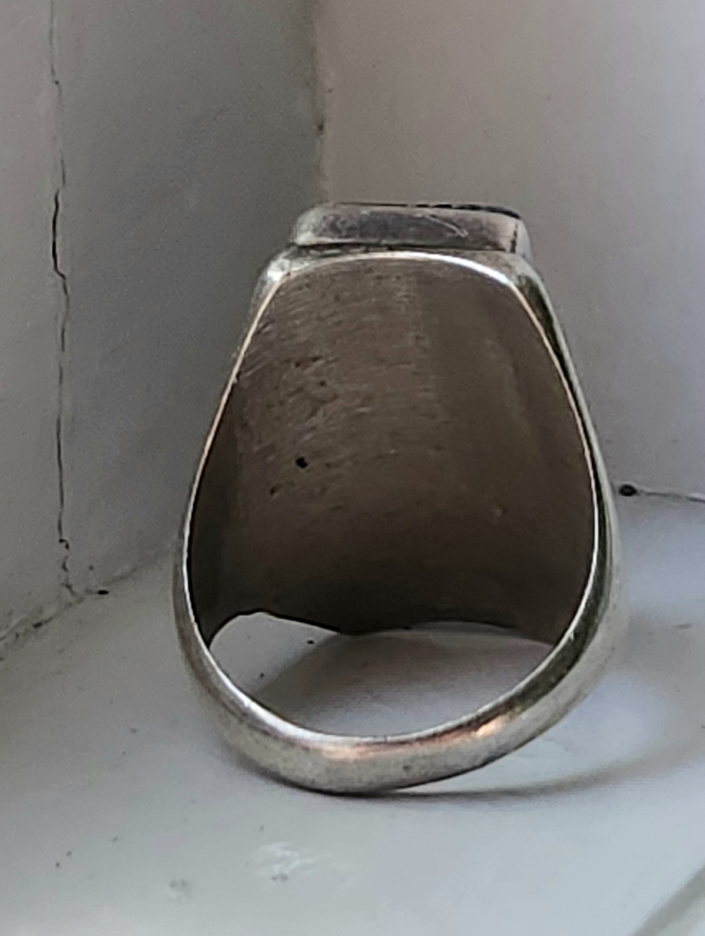 VINTAGE NAVAJO STERLING SILVER MENS RING WITH SPINY OYSTER, ONYX TURQOUISE SZ 10 - Picture 10 of 12